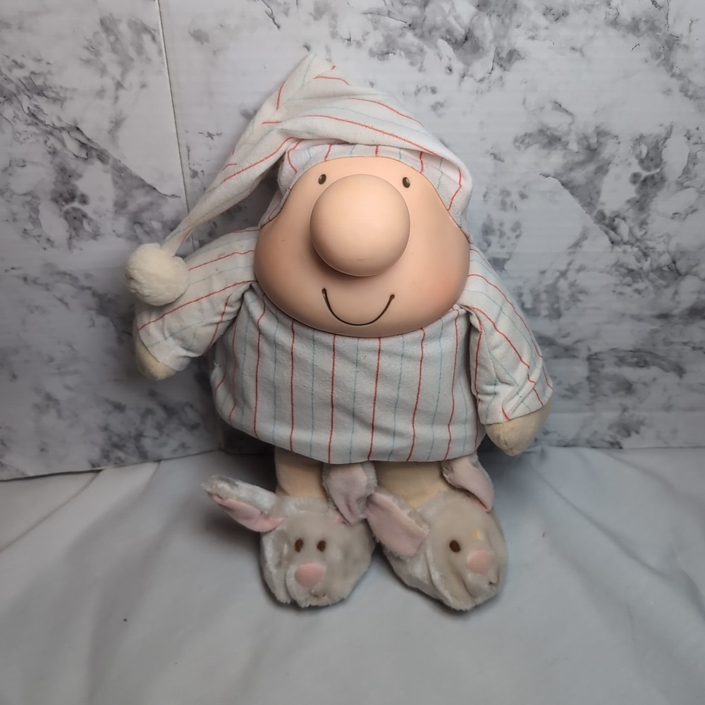 Vintage ZIGGY Pajamas Bunny Rabbit Slipper Plush Doll 11" Rubber Face